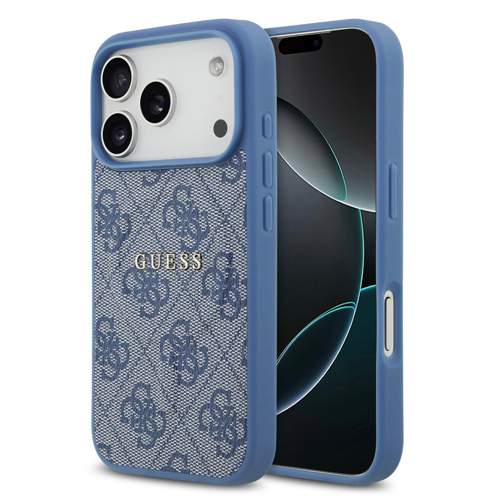 Guess Guess iPhone 17 Pro Back cover case - Magsafe PU Leather - 4G Classic Logo - Blue