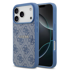 Guess iPhone 17 Pro Backcover hoesje - Magsafe PU Leather - 4G Classic Logo - Blauw