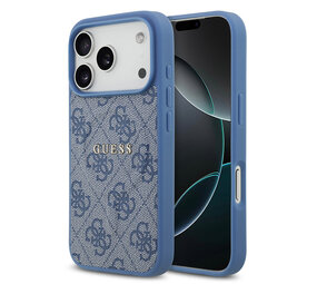 Guess Guess iPhone 17 Pro Back cover coque - Bleu - Magsafe PU Leather - 4G Classic Logo Guess Guess iPhone 17 Pro Back cover coque - Bleu - Magsafe PU Leather - 4G Classic Logo