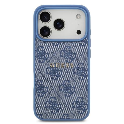 Guess Guess iPhone 17 Pro/iPhone 18 Pro Coque arrière MagSafe similicuir PU Logo 4G classique - Bleu