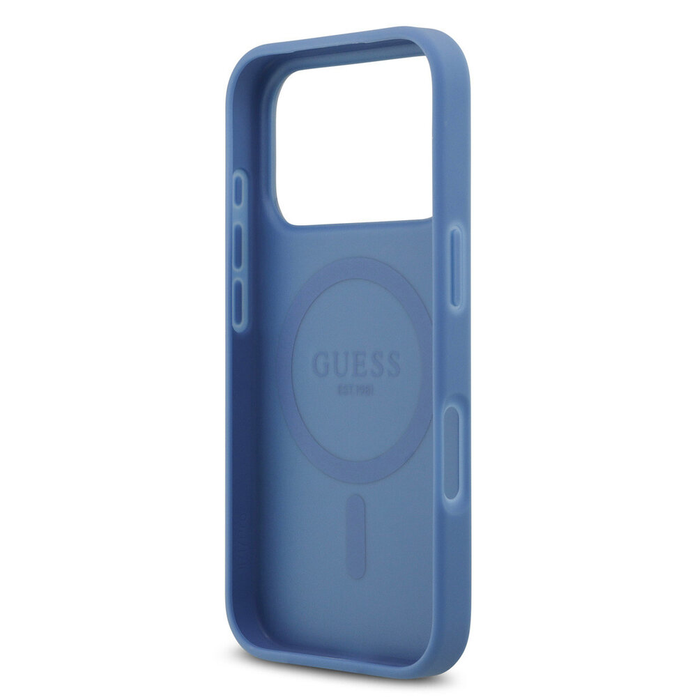 Guess Guess iPhone 17 Pro Back cover coque - Bleu - Magsafe PU Leather - 4G Classic Logo Guess Guess iPhone 17 Pro Back cover coque - Bleu - Magsafe PU Leather - 4G Classic Logo