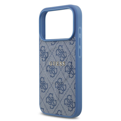 Guess Guess iPhone 17 Pro/iPhone 18 Pro Coque arrière MagSafe similicuir PU Logo 4G classique - Bleu