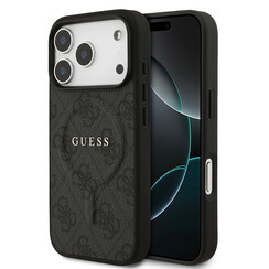 Guess iPhone 17 Pro/iPhone 18 Pro Coque arrière MagSafe similicuir PU Logo 4G classique - Noir