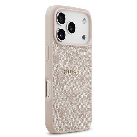 Guess Guess iPhone 17 Pro Back cover case - Magsafe PU Leather - 4G Classic Logo - Pink