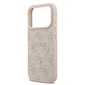 Guess Guess iPhone 17 Pro/iPhone 18 Pro Coque arrière MagSafe similicuir PU Logo 4G classique - Rose