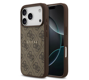 Guess Guess iPhone 17 Pro Backcover hoesje - Magsafe PU Leather - 4G Classic Logo - Bruin