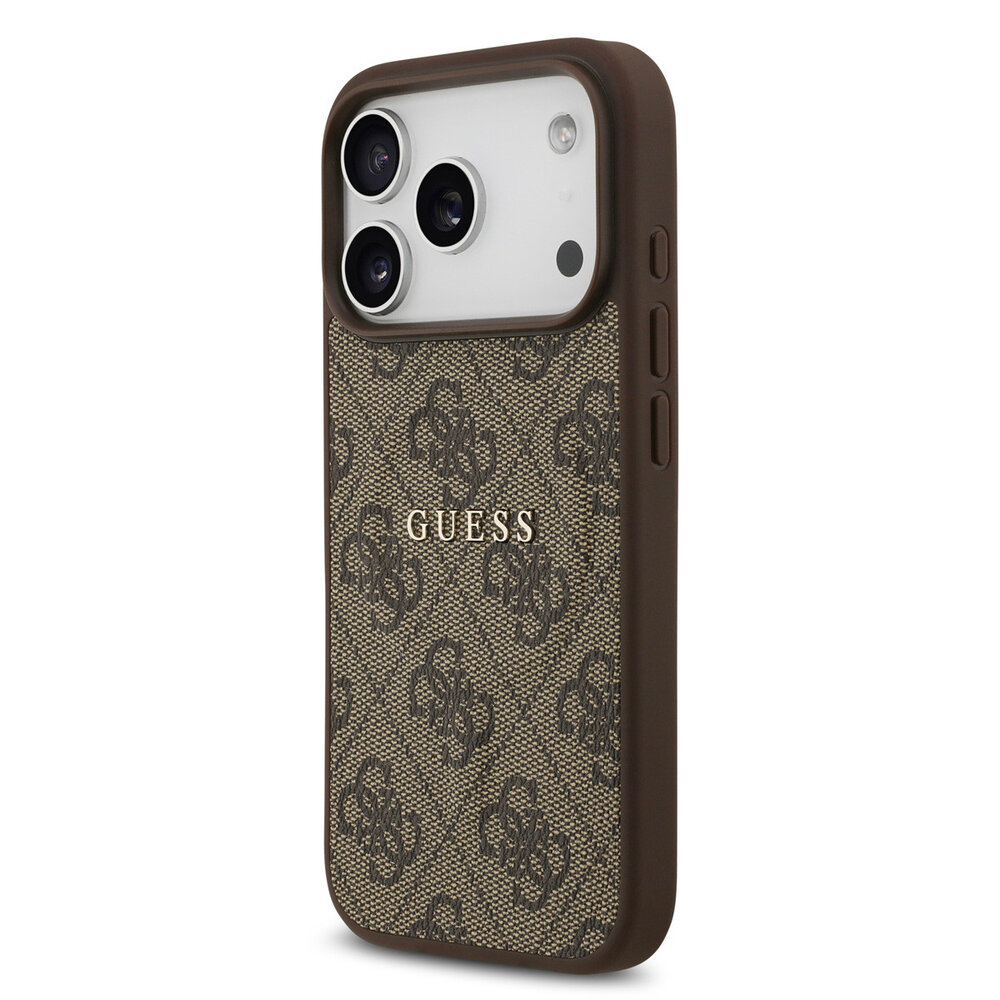Guess Guess iPhone 17 Pro Back-Cover hul - Magsafe PU Leather - 4G Classic Logo - Braun Guess Guess iPhone 17 Pro Back-Cover hul - Magsafe PU Leather - 4G Classic Logo - Braun