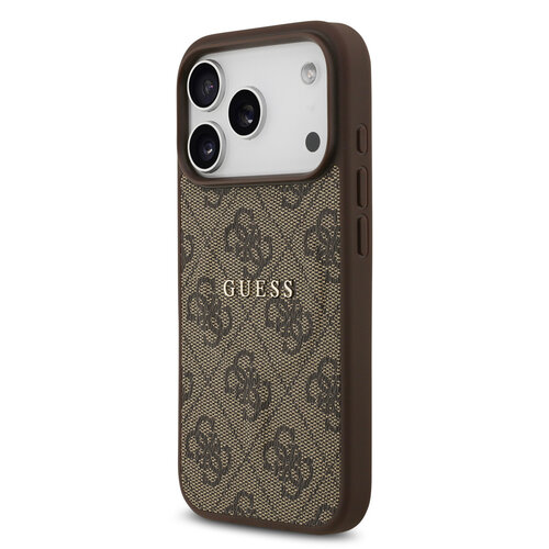 Guess Guess iPhone 17 Pro/iPhone 18 Pro Coque arrière MagSafe similicuir PU Logo 4G classique - Marron