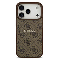 Guess Guess iPhone 17 Pro/iPhone 18 Pro Coque arrière MagSafe similicuir PU Logo 4G classique - Marron