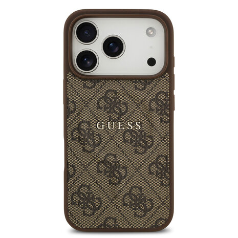 Guess Guess iPhone 17 Pro Back-Cover hul - Magsafe PU Leather - 4G Classic Logo - Braun Guess Guess iPhone 17 Pro Back-Cover hul - Magsafe PU Leather - 4G Classic Logo - Braun