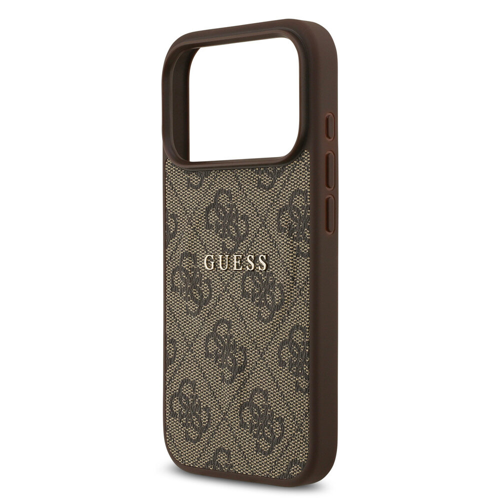 Guess Guess iPhone 17 Pro Back cover coque - Marron - Magsafe PU Leather - 4G Classic Logo