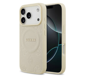 Guess Guess iPhone 17 Pro Back cover case - Magsafe PU Leather - Peony Hot Stamp - Beige