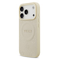 Guess Guess iPhone 17 Pro/iPhone 18 Pro Handyhülle MagSafe PU-Kunstleder Geprägtes Pfingstrosenmotiv - Beige