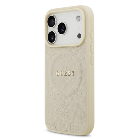 Guess Guess iPhone 17 Pro Back cover coque - Beige - Magsafe PU Leather - Peony Hot Stamp