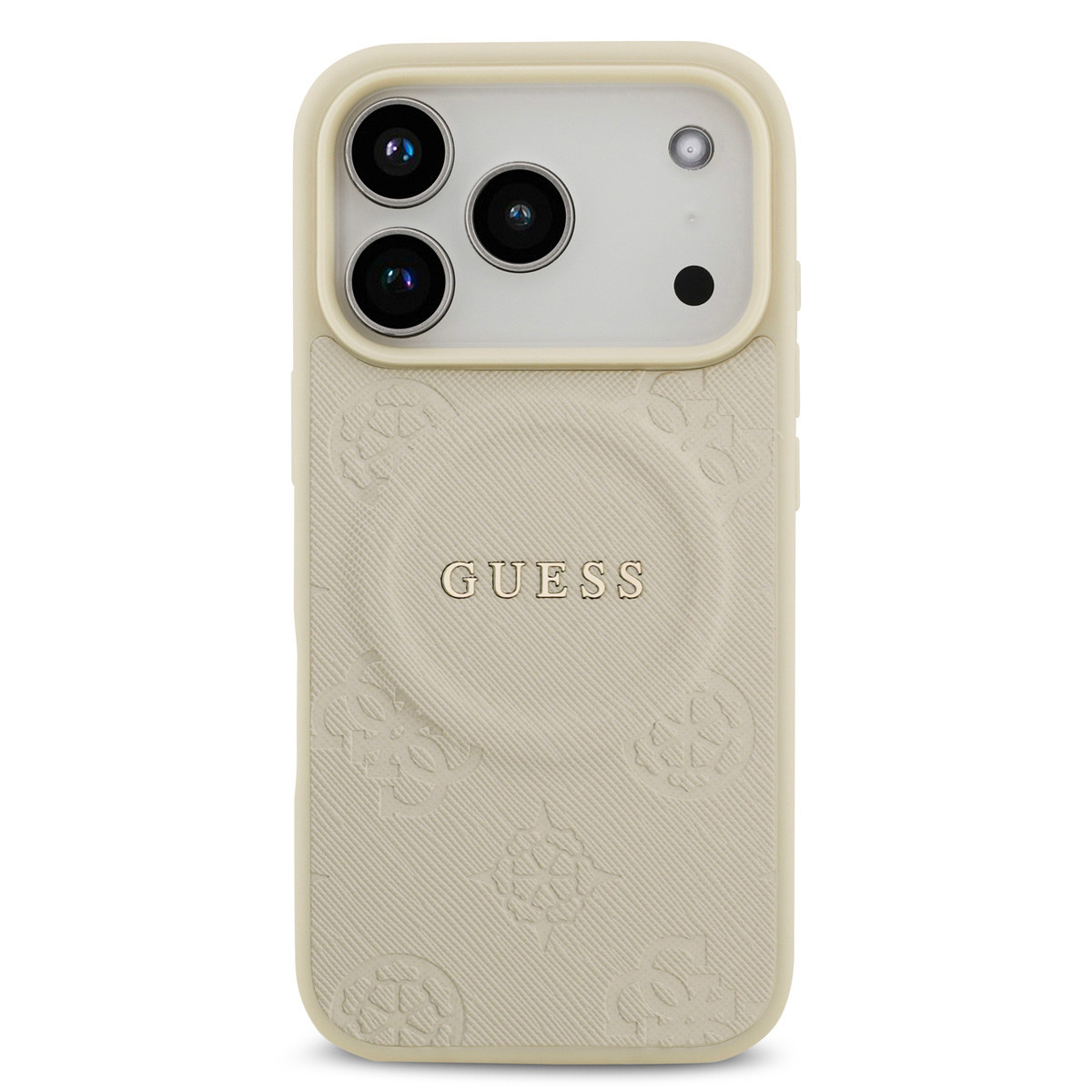 Guess Guess iPhone 17 Pro Backcover hoesje - Magsafe PU Leather - Peony Hot Stamp - Beige, foto 3 van 6