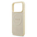 Guess Guess iPhone 17 Pro/iPhone 18 Pro Coque arrière MagSafe similicuir PU Motif pivoine estampé à chaud - Beige