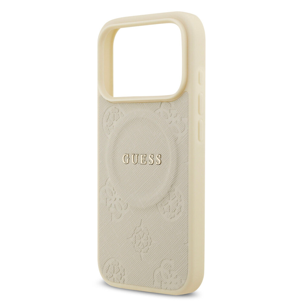 Guess Guess iPhone 17 Pro Back cover coque - Beige - Magsafe PU Leather - Peony Hot Stamp