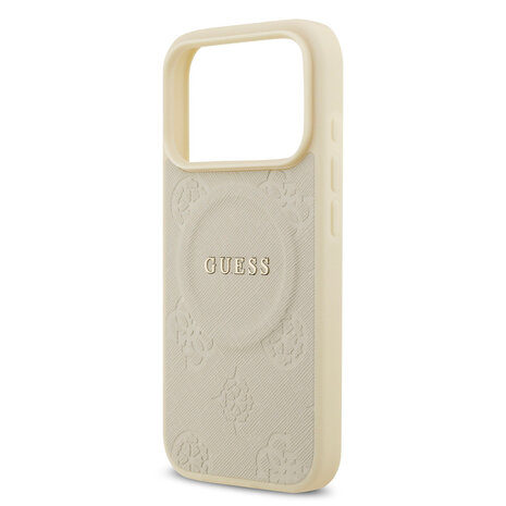 Guess Guess iPhone 17 Pro Backcover hoesje - Magsafe PU Leather - Peony Hot Stamp - Beige Guess Guess iPhone 17 Pro Backcover hoesje - Magsafe PU Leather - Peony Hot Stamp - Beige