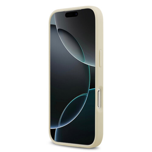 Guess Guess iPhone 17 Pro/iPhone 18 Pro Handyhülle MagSafe PU-Kunstleder Geprägtes Pfingstrosenmotiv - Beige