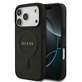 Guess Guess iPhone 17 Pro/iPhone 18 Pro Handyhülle MagSafe PU-Kunstleder Geprägtes Pfingstrosenmotiv - Schwarz