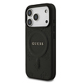 Guess Guess iPhone 17 Pro/iPhone 18 Pro Handyhülle MagSafe PU-Kunstleder Geprägtes Pfingstrosenmotiv - Schwarz