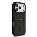 Guess Guess iPhone 17 Pro/iPhone 18 Pro Coque arrière MagSafe similicuir PU Motif pivoine estampé à chaud - Noir