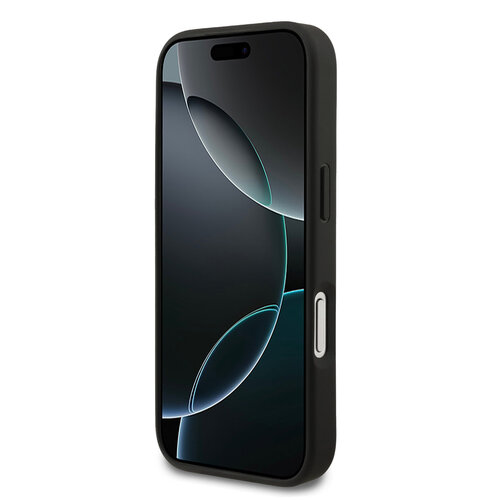 Guess Guess iPhone 17 Pro/iPhone 18 Pro Handyhülle MagSafe PU-Kunstleder Geprägtes Pfingstrosenmotiv - Schwarz