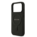Guess Guess iPhone 17 Pro/iPhone 18 Pro Handyhülle MagSafe PU-Kunstleder Geprägtes Pfingstrosenmotiv - Schwarz