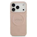 Guess Guess iPhone 17 Pro/iPhone 18 Pro Coque arrière MagSafe similicuir PU Motif pivoine estampé à chaud - Rose