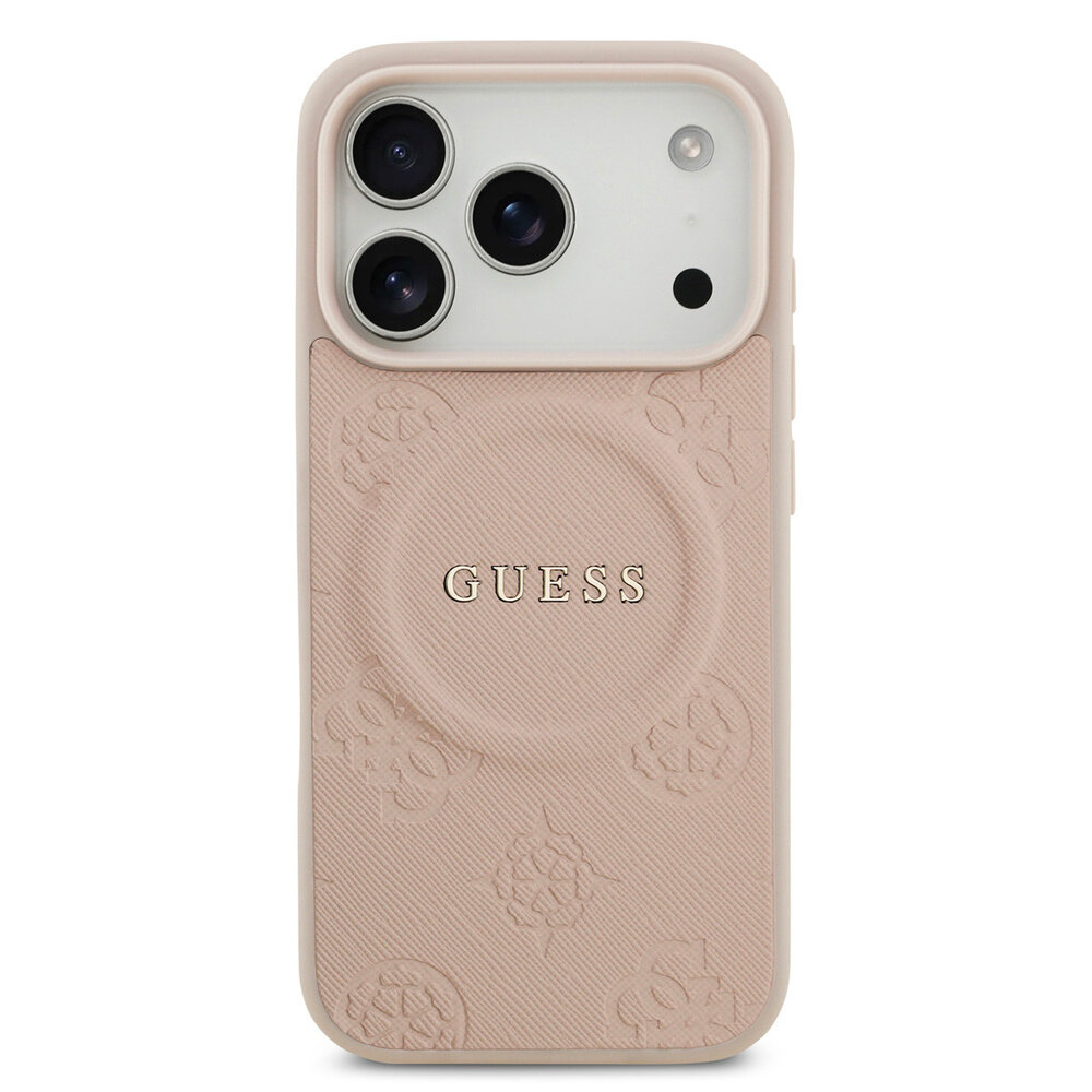 Guess Guess iPhone 17 Pro Back-Cover hul - Magsafe PU Leather - Peony Hot Stamp - Rosa Guess Guess iPhone 17 Pro Back-Cover hul - Magsafe PU Leather - Peony Hot Stamp - Rosa