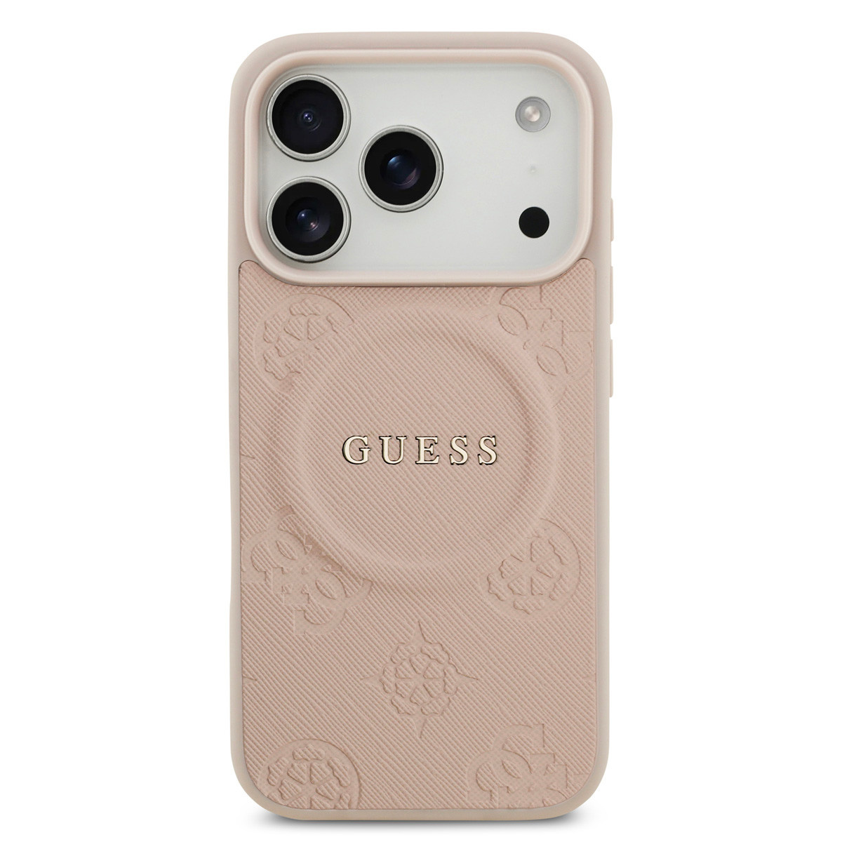 Guess Guess iPhone 17 Pro Backcover hoesje - Magsafe PU Leather - Peony Hot Stamp - Roze, foto 3 van 6