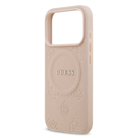 Guess Guess iPhone 17 Pro Backcover hoesje - Magsafe PU Leather - Peony Hot Stamp - Roze Guess Guess iPhone 17 Pro Backcover hoesje - Magsafe PU Leather - Peony Hot Stamp - Roze