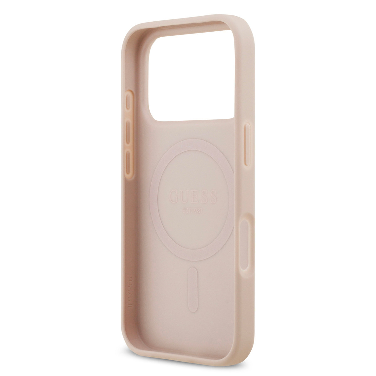 Guess Guess iPhone 17 Pro Backcover hoesje - Magsafe PU Leather - Peony Hot Stamp - Roze, foto 6 van 6