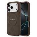 Guess Guess iPhone 17 Pro/iPhone 18 Pro Coque arrière MagSafe similicuir PU Motif pivoine estampé à chaud - Marron