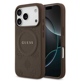 Guess Guess iPhone 17 Pro Back cover coque - Marron - Magsafe PU Leather - Peony Hot Stamp