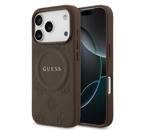Guess Guess iPhone 17 Pro Back cover case - Magsafe PU Leather - Peony Hot Stamp - Brown