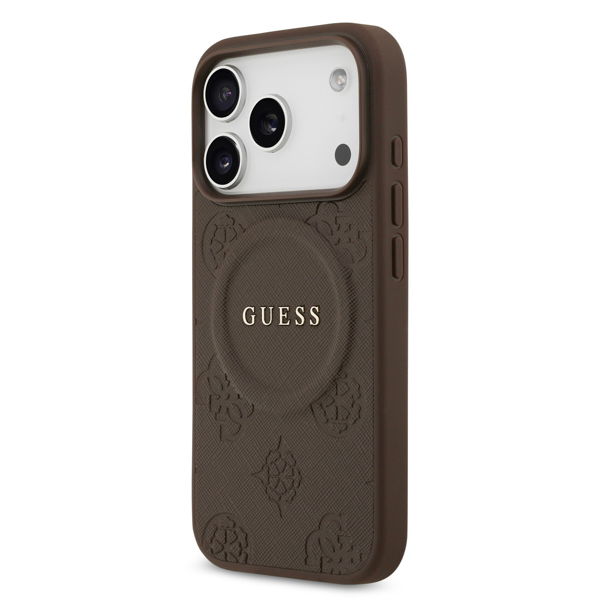 Guess Guess iPhone 17 Pro Backcover hoesje - Magsafe PU Leather - Peony Hot Stamp - Bruin, foto 2 van 6