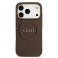 Guess Guess iPhone 17 Pro/iPhone 18 Pro Handyhülle MagSafe PU-Kunstleder Geprägtes Pfingstrosenmotiv - Braun