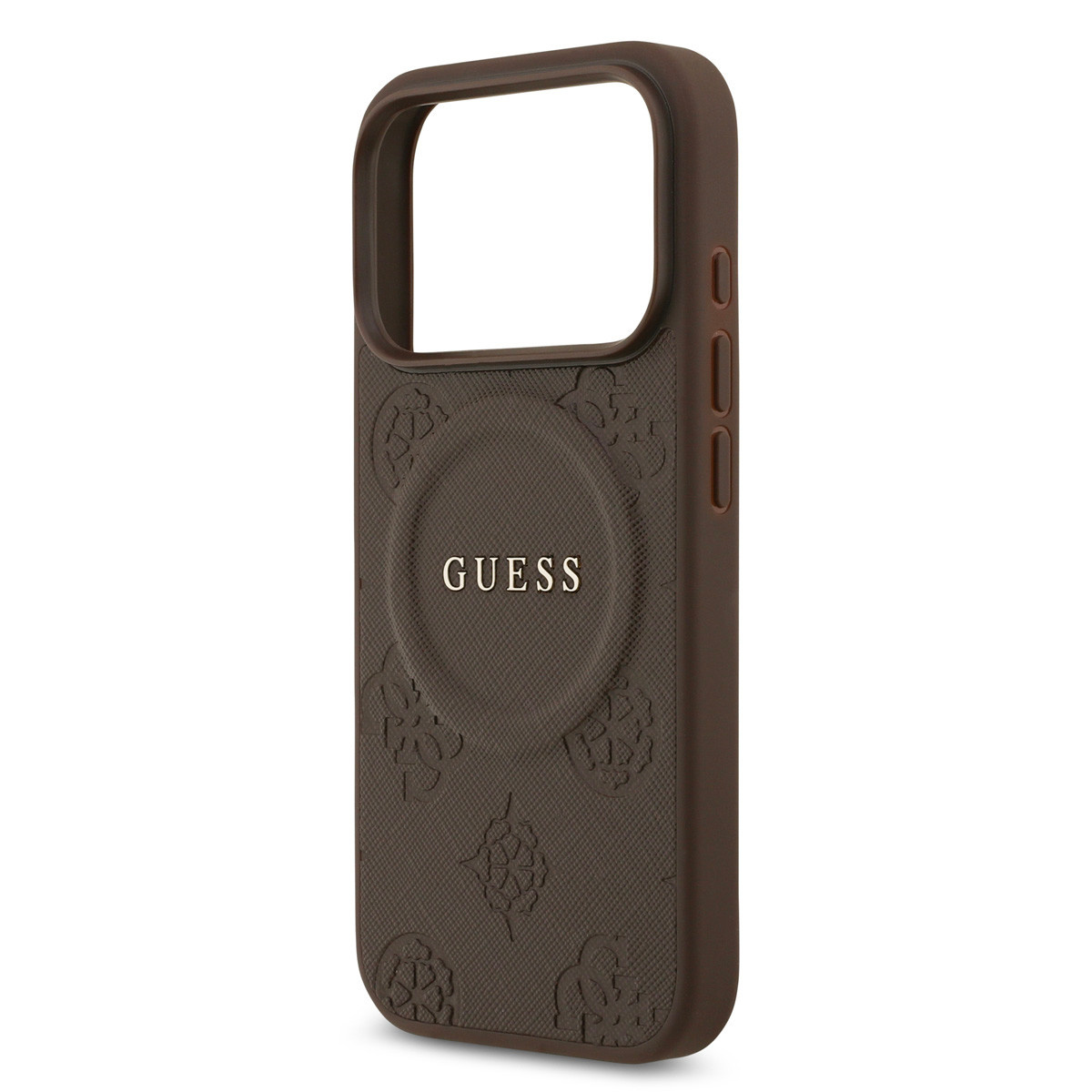 Guess Guess iPhone 17 Pro Backcover hoesje - Magsafe PU Leather - Peony Hot Stamp - Bruin, foto 5 van 6
