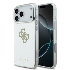 Guess iPhone 17 Pro Max/iPhone 18 Pro Max Coque arrière MagSafe Finition miroir avec grand logo 4G à paillettes - Doré