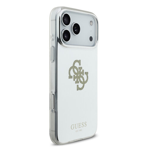 Guess Guess iPhone 17 Pro Max/iPhone 18 Pro Max Coque arrière MagSafe Finition miroir avec grand logo 4G à paillettes - Doré