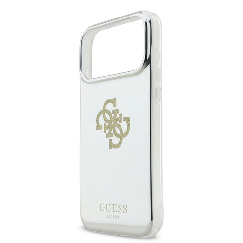 Guess Guess iPhone 17 Pro Max/iPhone 18 Pro Max Coque arrière MagSafe Finition miroir avec grand logo 4G à paillettes - Doré