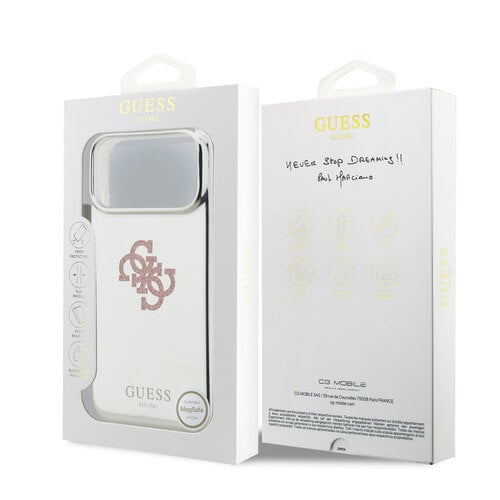 Guess Guess iPhone 17 Pro Max/iPhone 18 Pro Max Handyhülle MagSafe Spiegeloberfläche mit großem 4G-Glitzerlogo - Rosa
