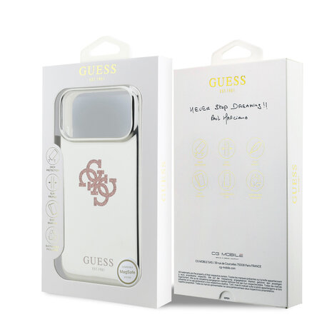 Guess Guess iPhone 17 Pro Max Back-Cover hul - MagSafe - Mirror Case With Big 4G Glittern Logo - Rosa Guess Guess iPhone 17 Pro Max Back-Cover hul - MagSafe - Mirror Case With Big 4G Glittern Logo - Rosa