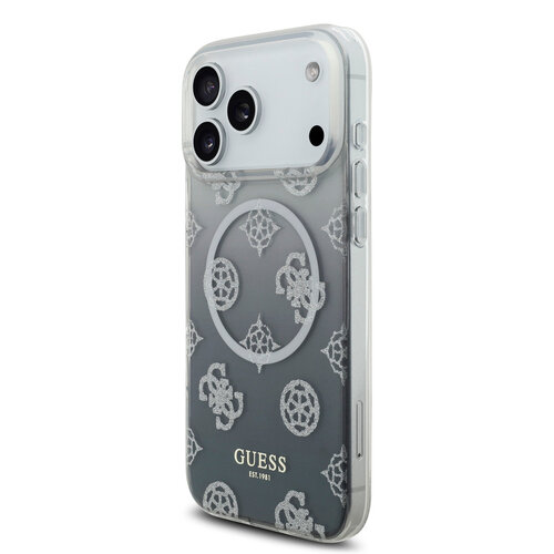 Guess Guess iPhone 17 Pro Max/iPhone 18 Pro Max Coque arrière MagSafe Motif pivoine en dégradé avec paillettes - Noir