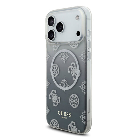Guess Guess iPhone 17 Pro Max Back cover coque - Noir - MagSafe - Gradient Peony & Glitter Pattern