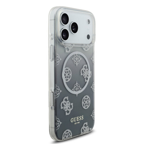 Guess Guess iPhone 17 Pro Max/iPhone 18 Pro Max Coque arrière MagSafe Motif pivoine en dégradé avec paillettes - Noir