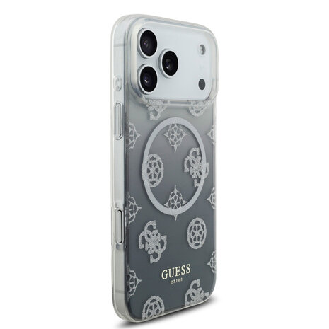 Guess Guess iPhone 17 Pro Max Back cover coque - Noir - MagSafe - Gradient Peony & Glitter Pattern