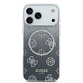 Guess Guess iPhone 17 Pro Max/iPhone 18 Pro Max Coque arrière MagSafe Motif pivoine en dégradé avec paillettes - Noir
