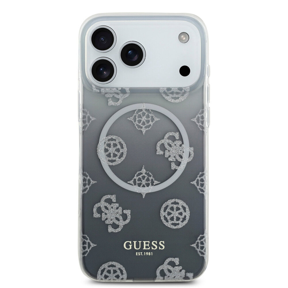Guess Guess iPhone 17 Pro Max Back-Cover hul - MagSafe - Gradient Peony & Glitter Pattern - Schwarz Guess Guess iPhone 17 Pro Max Back-Cover hul - MagSafe - Gradient Peony & Glitter Pattern - Schwarz